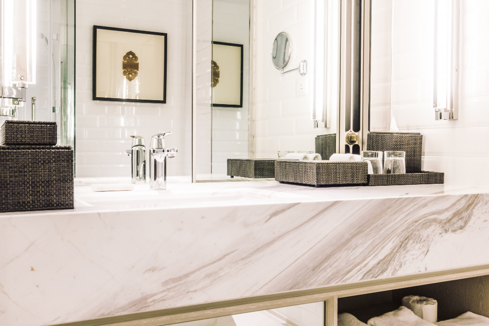 Classic marble surface, best suited for low-use kitchens due to staining risk
